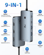 LIONWEI USB C Hub Docking Station Laptop - 9-in-1 (4 Monitor) view 1