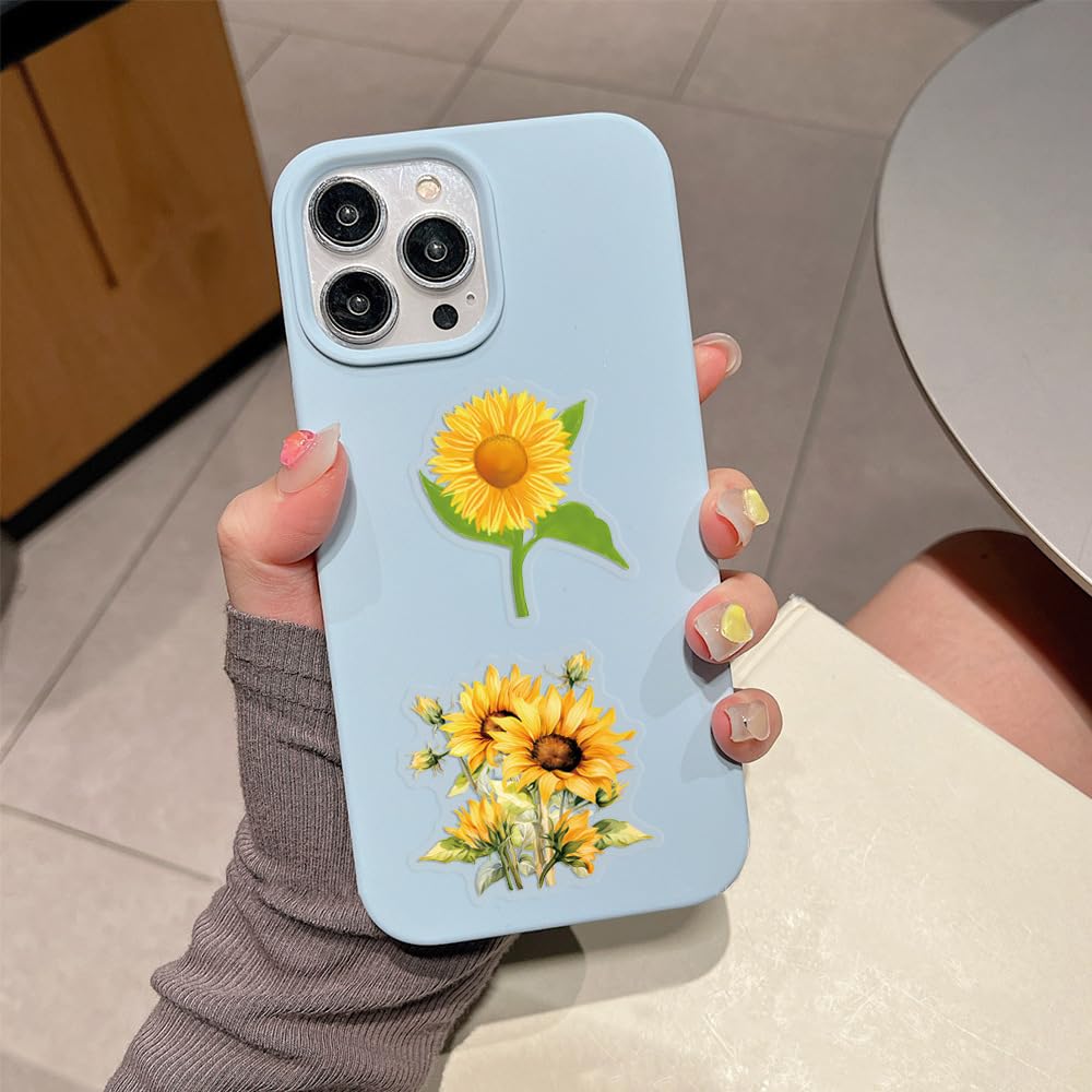 Sunflower Stickers 63Pcs Waterproof PET Sunflower Decals for Water Bottle Cartoon Plant (additional view 3)