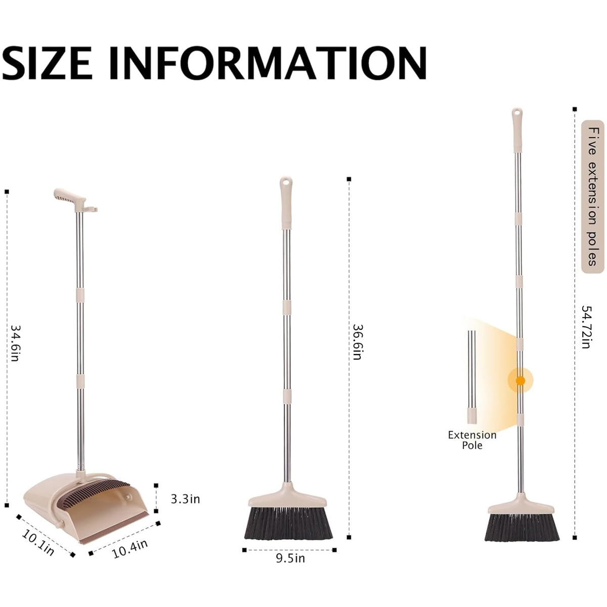 XXFLOWER Broom and Dustpan - Beige view 1