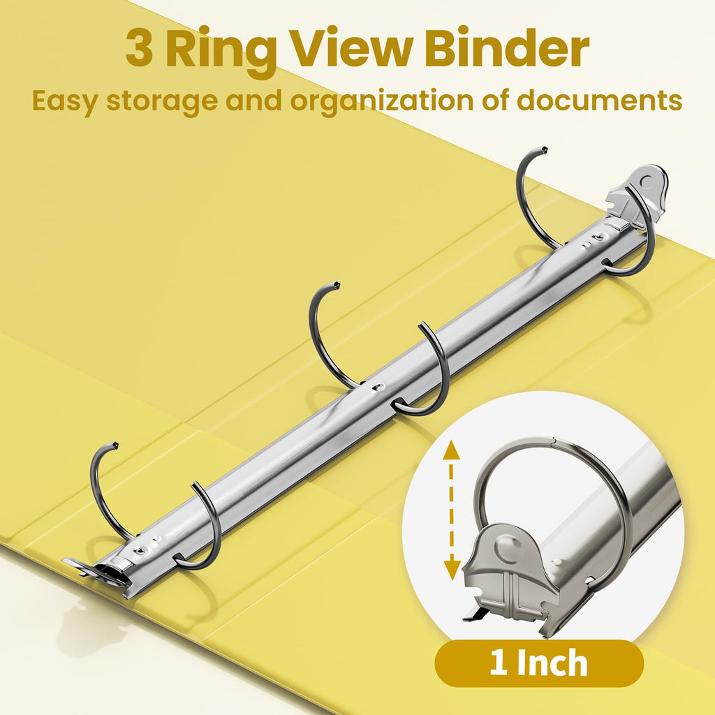SUNEE 3 Ring Binder 2 Inch 1 Pack, Clear View Binder Three Ring PVC-Free (Fit 8.5x11 Inches) for School or Office