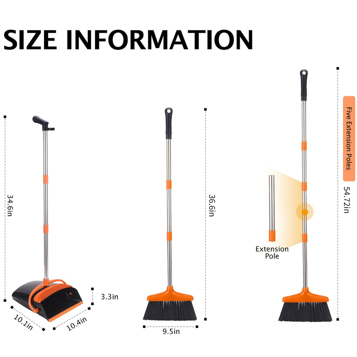 XXFLOWER Broom and Dustpan - Orange view 1