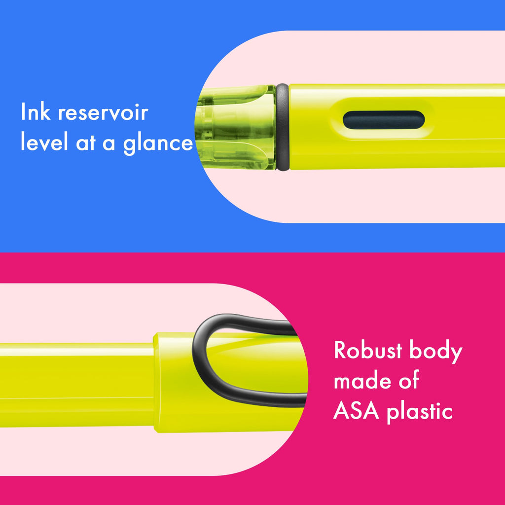 Lamy Fountain Pen with ergonomic grip & polished steel nib - neonyellow / Extra Fine Nib view 2