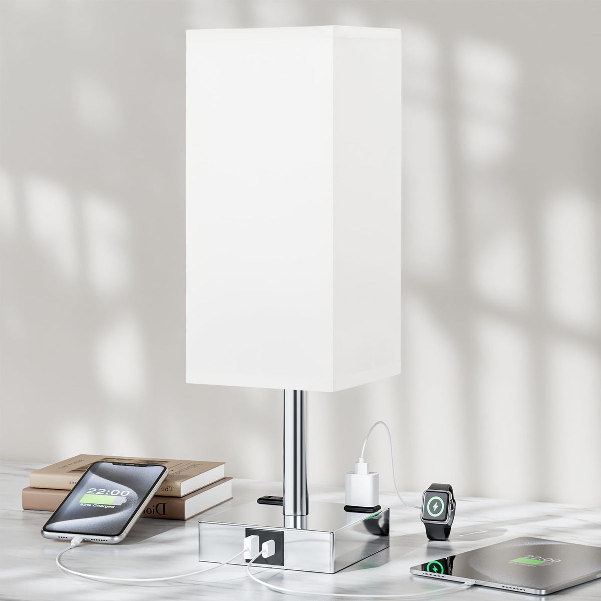 aooshine Bedside Table Lamp Touch Control - White & Silver 1 / 14.0in view 6