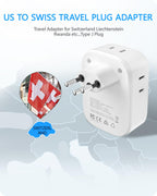 LENCENT Travel Plug Adapter - Type J-17.5W-Switzerland view 1