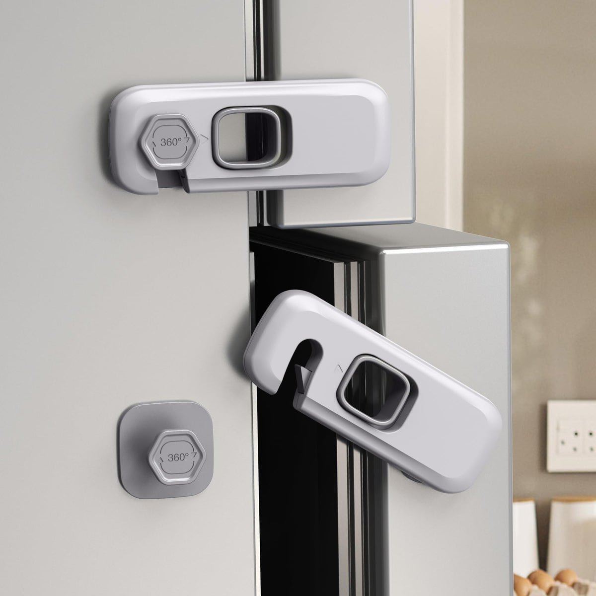 5 Pack Child Proof Refrigerator Lock, QYESWHSR Fridge Locks for Kids with Sticky Adhesive Pads, Child Safety Locks for
