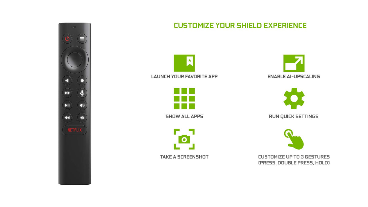 NVIDIA Shield Remote; Voice Search, Motion-Activated, Backlit Buttons, Customizable Menu (additional view 1)