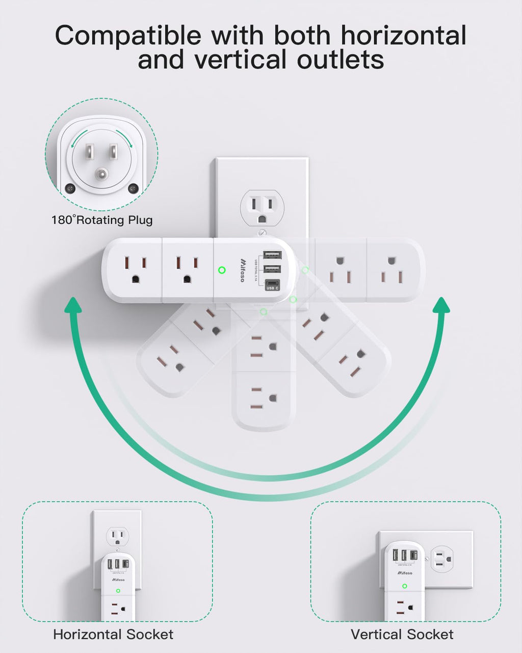 Outlet Extender with Rotating Plug - White view 1