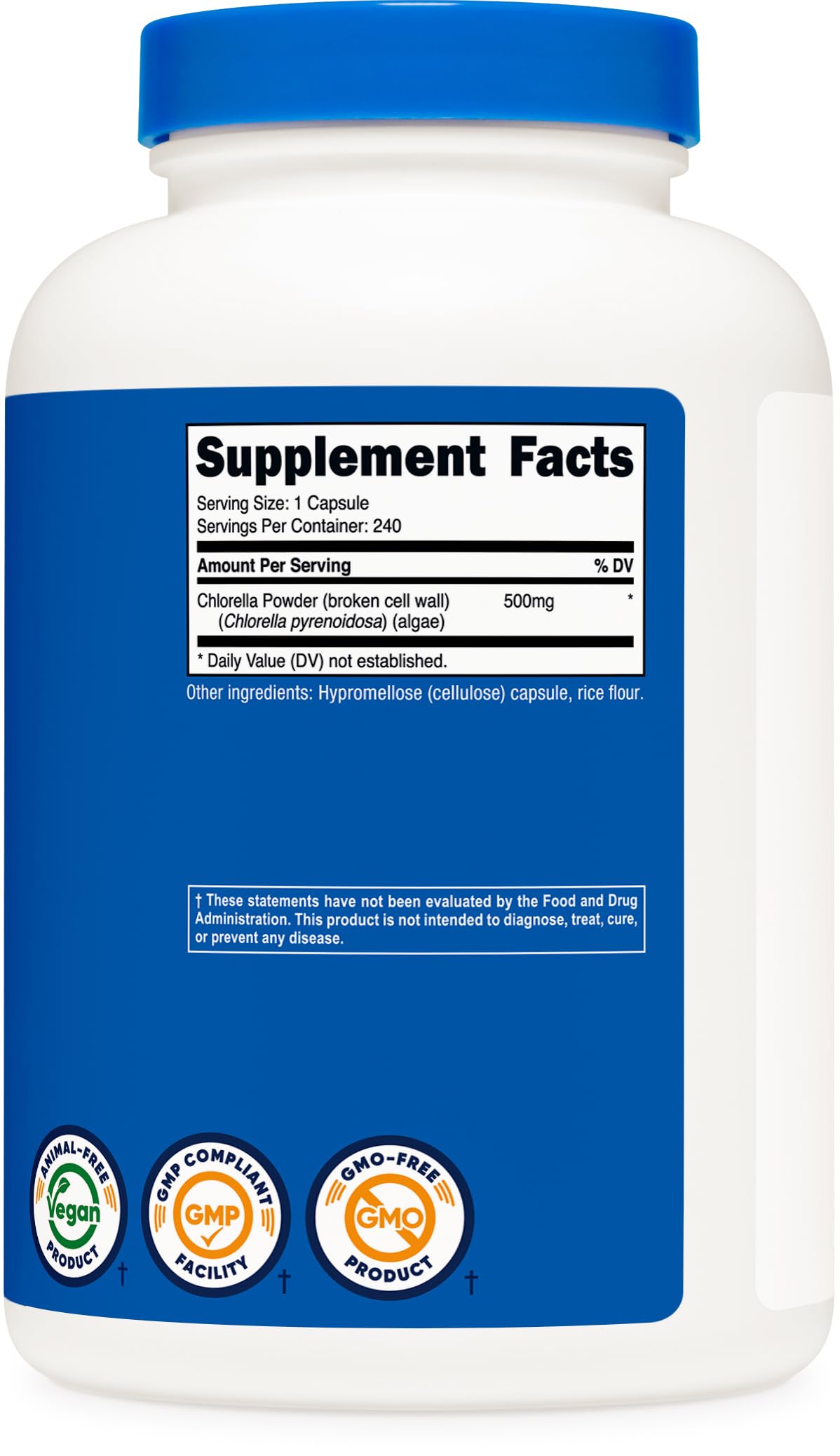 Nutricost Chlorella Capsules 500mg, 240 Vegetarian Capsules, Gluten-Free (additional view 4)