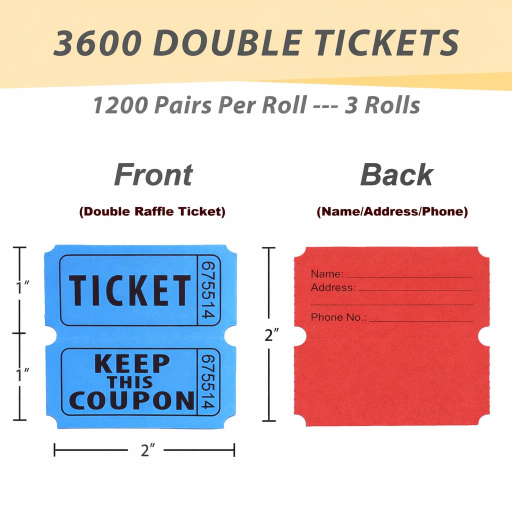 Homrelaxy Pairs Double Raffle Tickets, 50/50 Raffle Tickets Roll