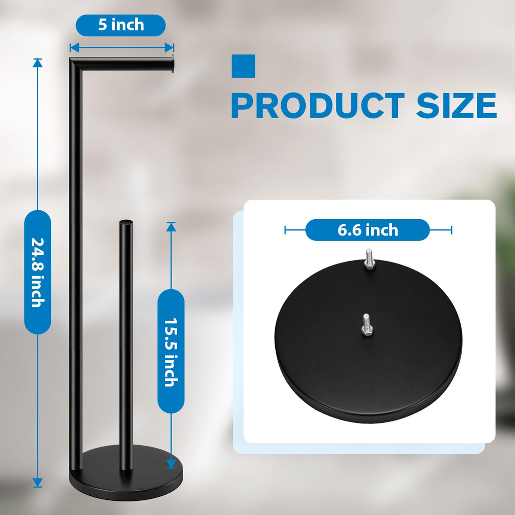 Toilet Paper Holder Stand, Toilet Paper Free Standing - Black view 1