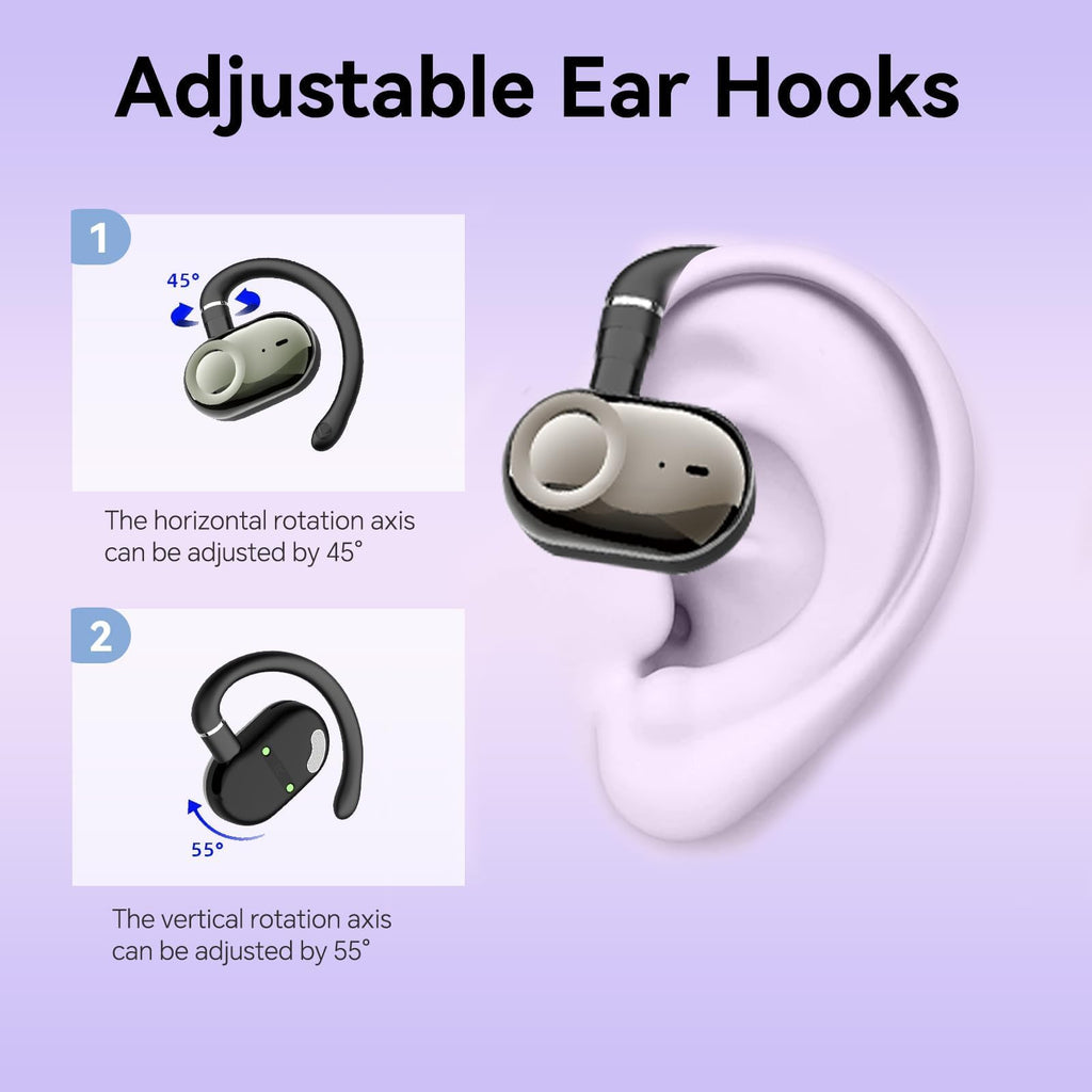 Purple Over Open Ear Earbuds Sport Headphones Bluetooth Wireless Outside (additional view 3)