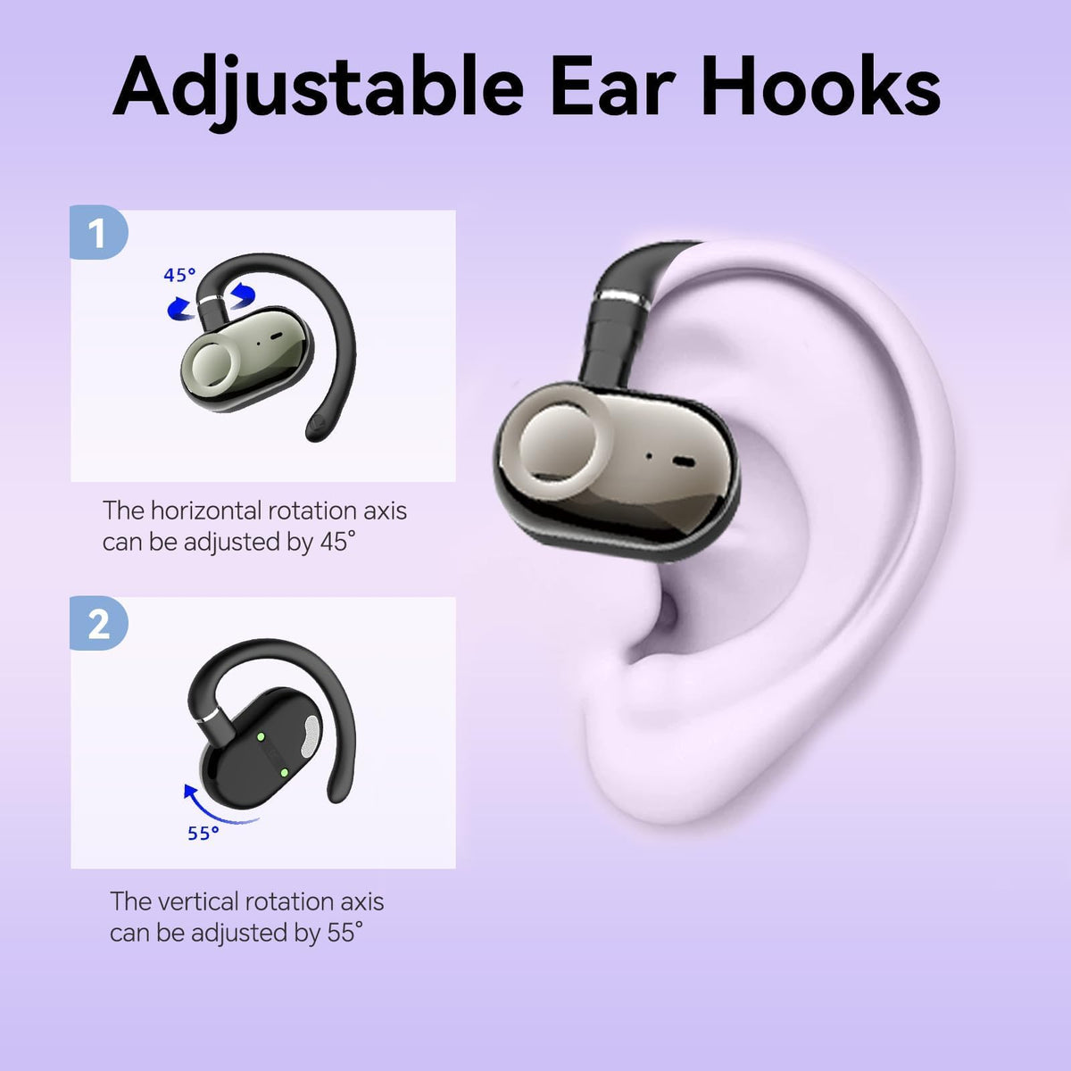 Purple Over Open Ear Earbuds Sport Headphones Bluetooth Wireless Outside (additional view 3)