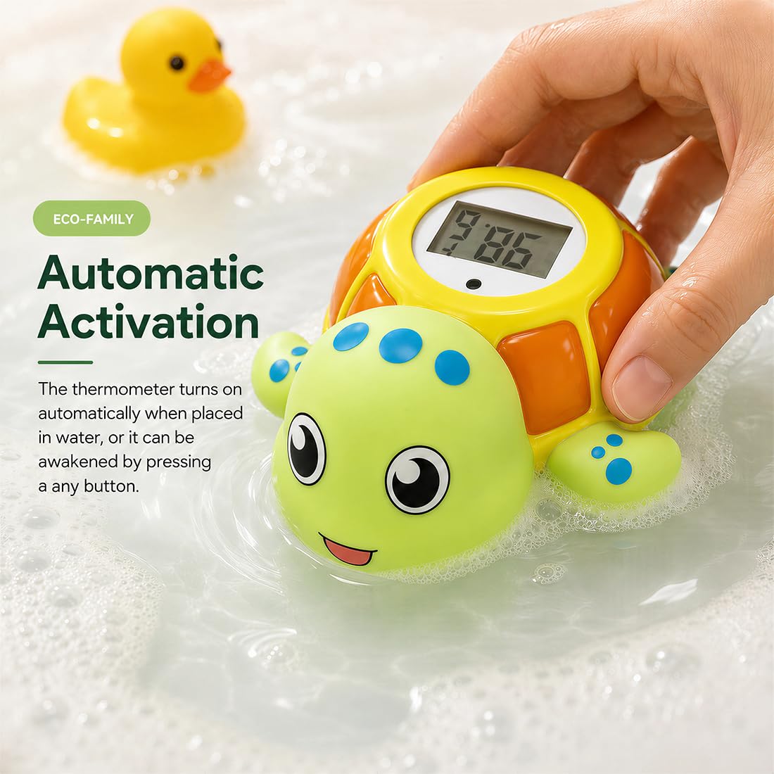 Sea Turtle Water Proof Baby Bath Thermometer Used for Infant Baby Bath - green view 4