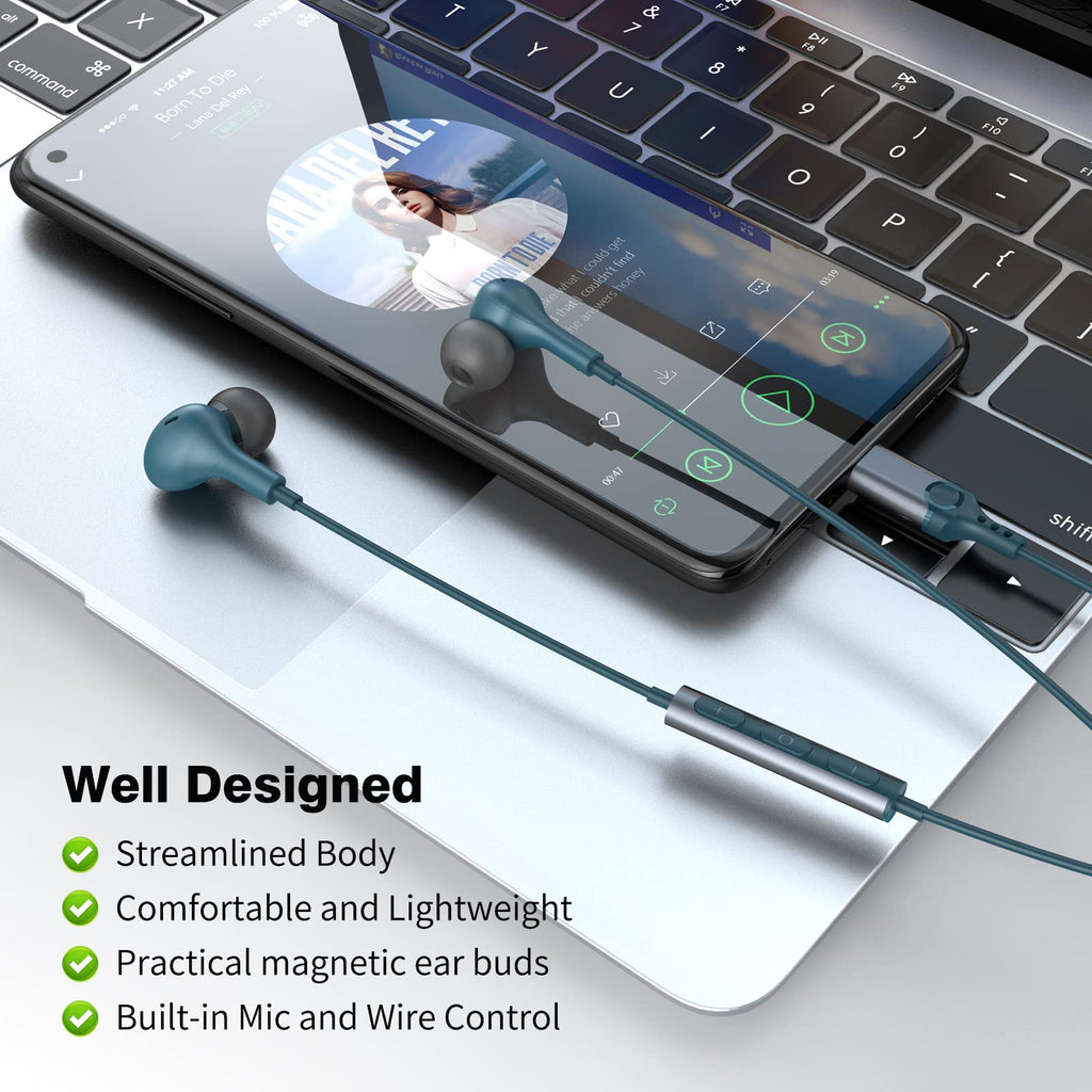USB C Headphones for iPhone 18 Pro Max 17 16 15/Galaxy S26 FE Wired Earbuds - Lake-Blue view 5