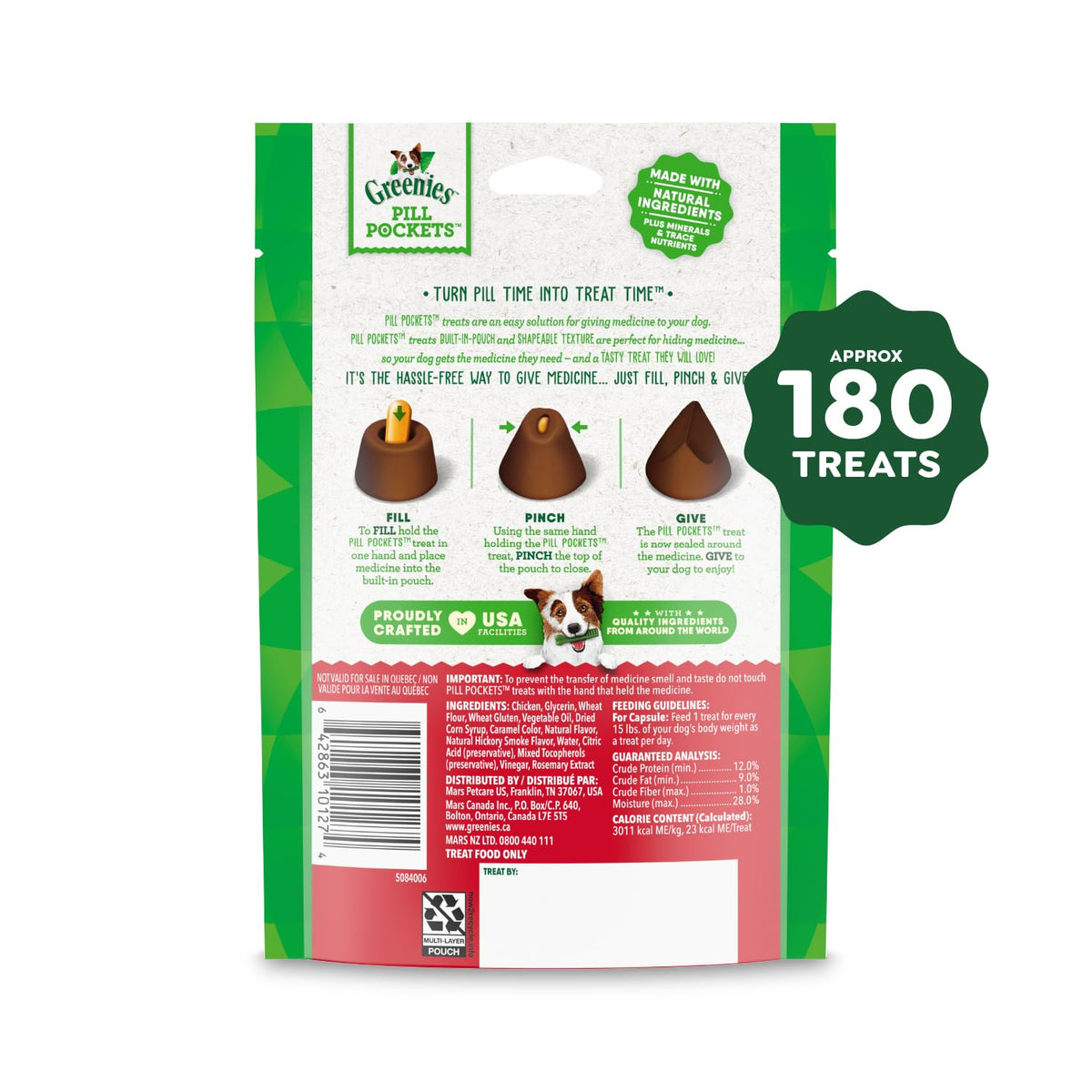 Greenies Pill Pockets Large Size Dog Treats, Hickory Smoke, 7.9 oz, 6-Pack (FBA_10100653)