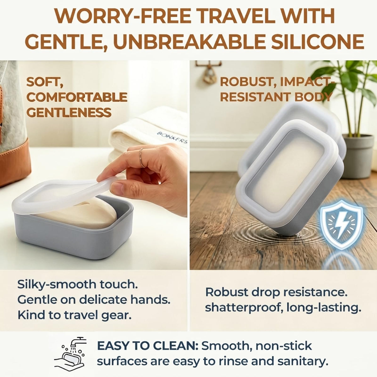 AIMAIAIMAI Travel Soap Case, Compact Silicone Travel Soap
