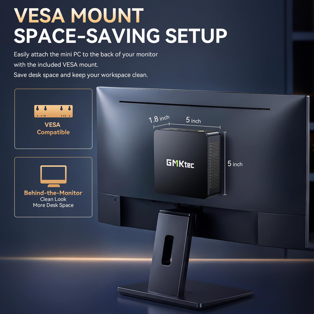 GMKtec M5S Gaming PC Mini Desktop Computer Ryzen 5400U 16GB DDR4 512GB SSD (additional view 9)