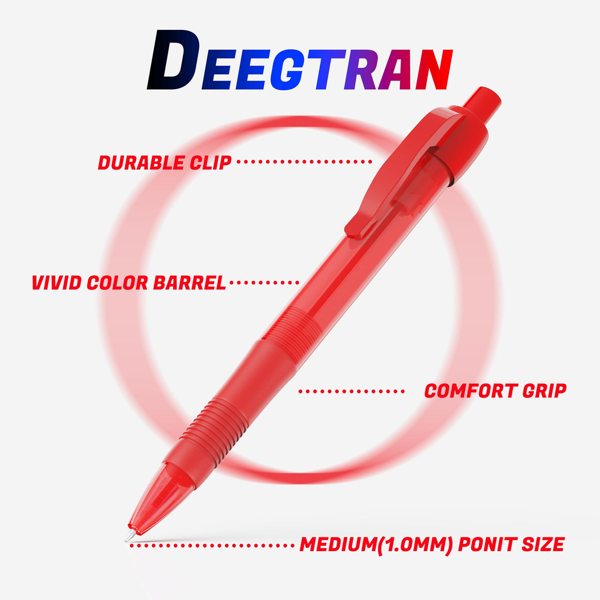 deegtran Ballpoint Pens 30 Pack - Red view 1