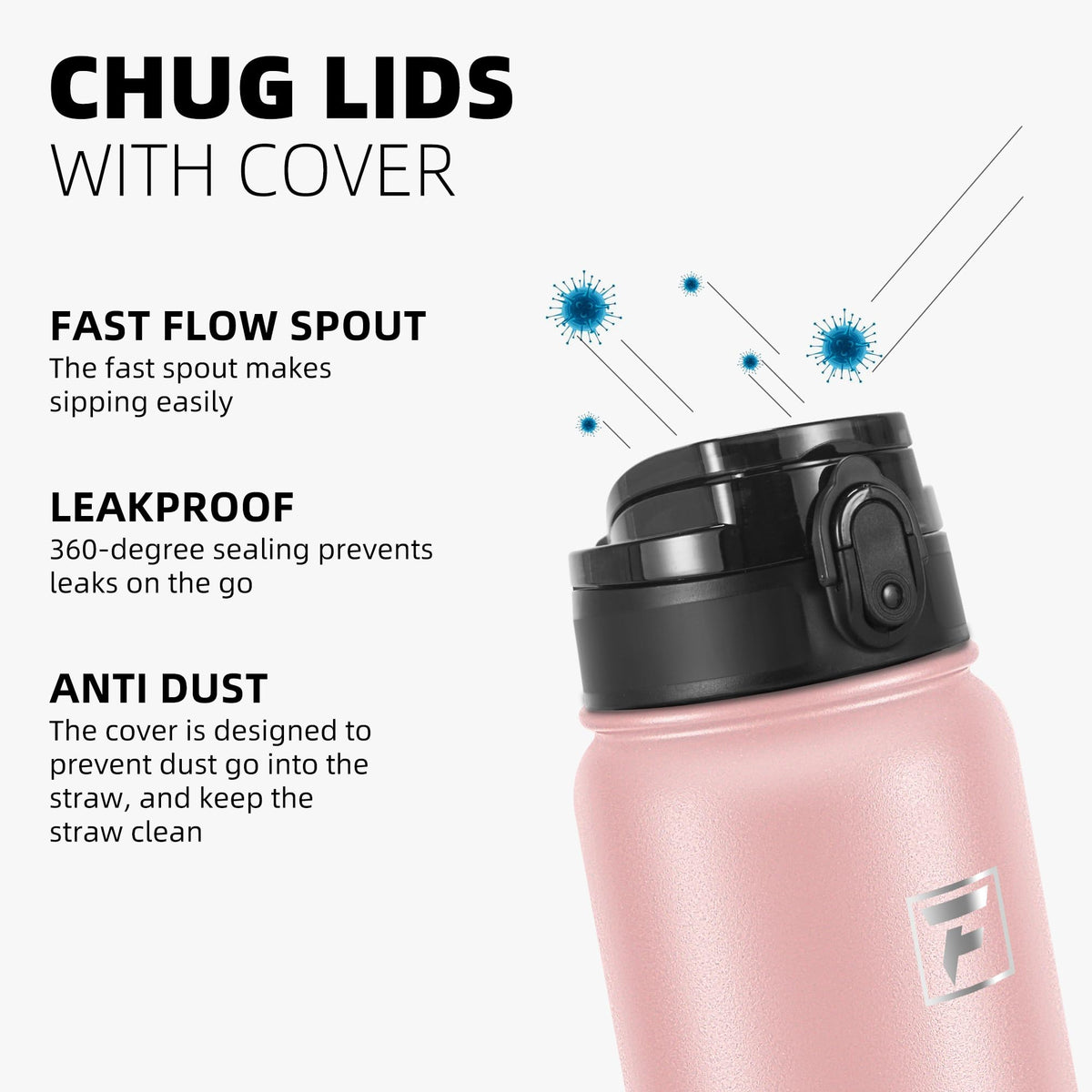 Fanhaw Stainless Steel Water Bottle with Chug Lid - Pink / 32 Ounces view 3