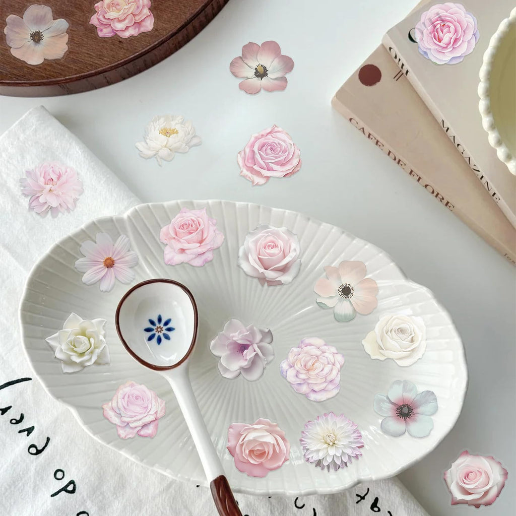 50Pcs Pink Flower Stickers for Kid Cartoon Aesthetic Sticker Bag Waterproof Water Bottle (additional view 6)