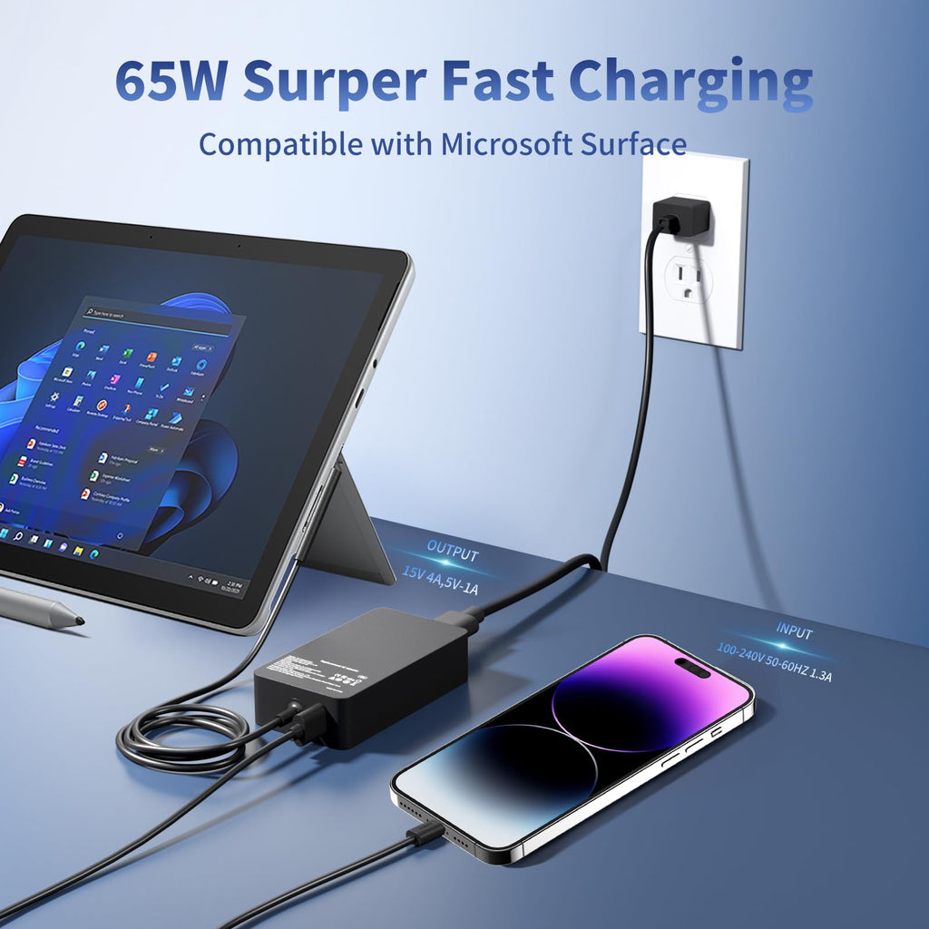 65W Surface Pro Charger for Microsoft Windows Surface Laptop Power Cord (additional view 3)
