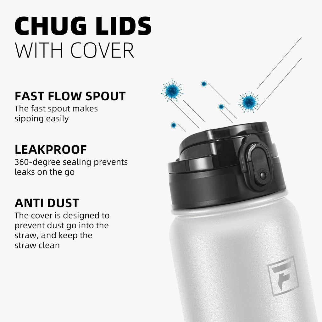 Fanhaw Stainless Steel Water Bottle with Chug Lid - White Black / 20 Ounces view 3