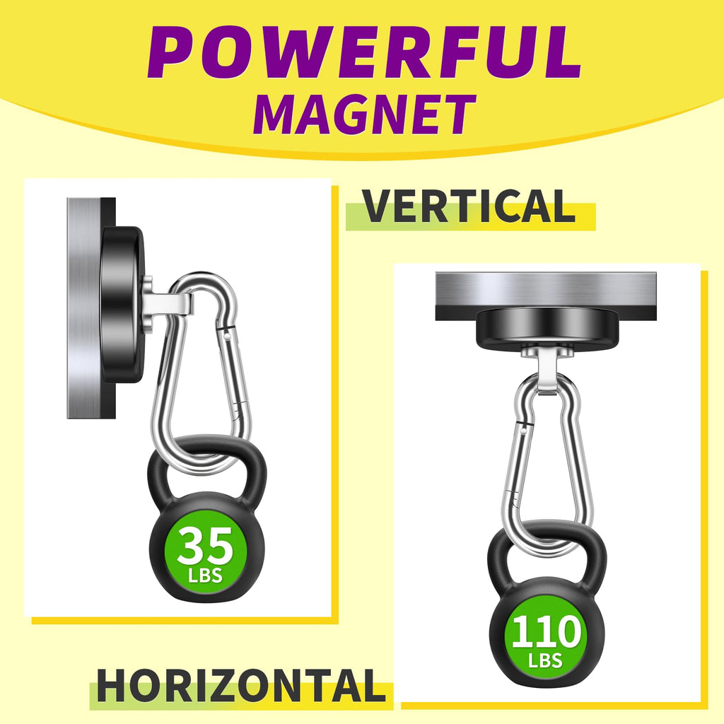 Niuknow Magnetic Hooks with Swivel Carabiner - Black / 1.26 in view 3