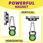 Niuknow Magnetic Hooks with Swivel Carabiner - Black / 1.26 in view 3