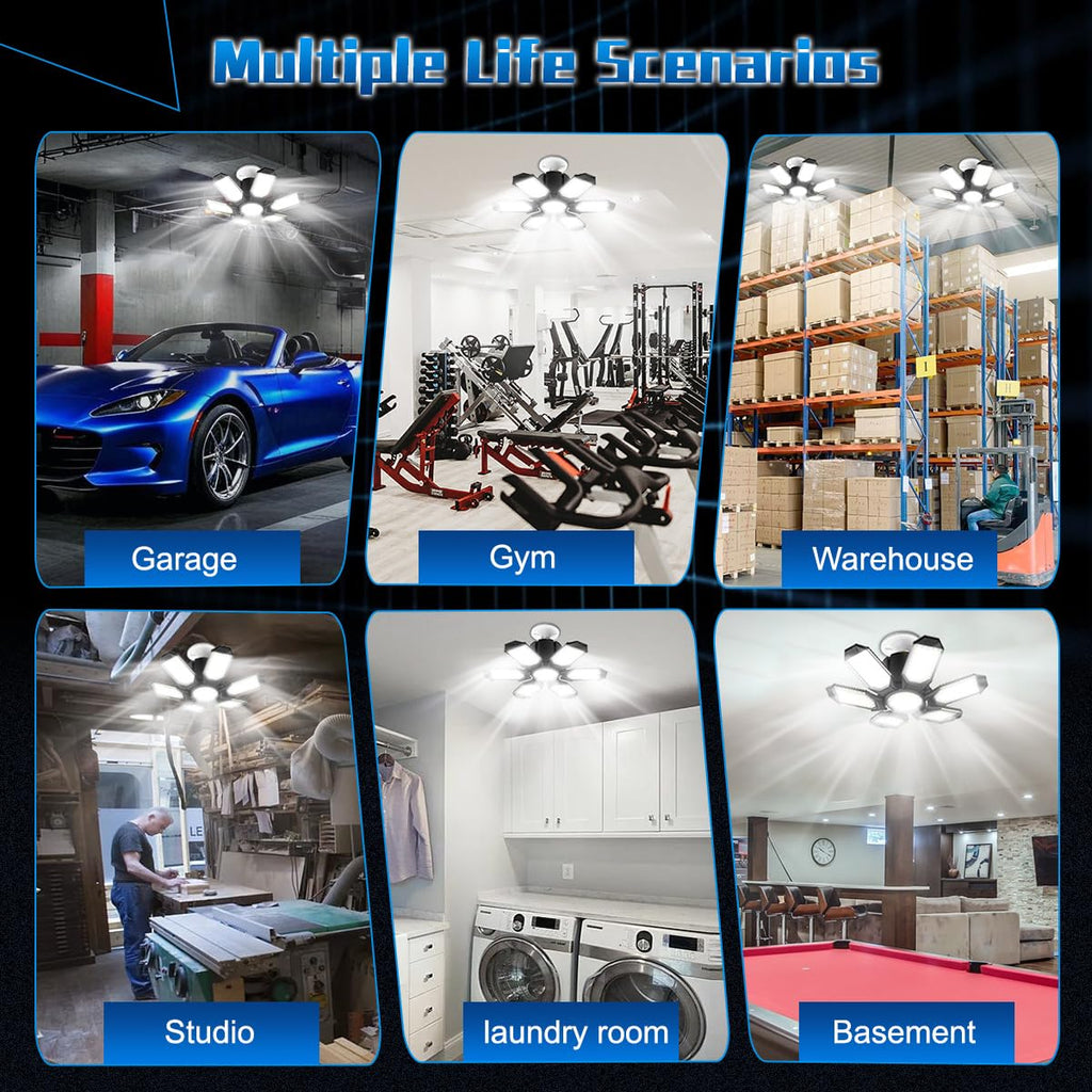 POLARPRA LED Garage Lights - 30000LM Super Brighter Garage Lighting w/ 6 Deformable (additional view 6)