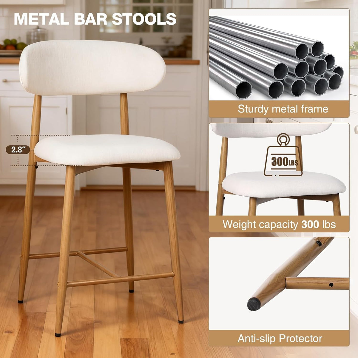 Furniliving 26‘’ Counter Height Bar Stools Set of 2
