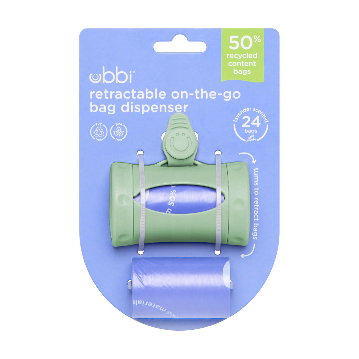 Ubbi Retractable Bag Dispenser for Diaper Bag - Sage Bag Dispenser view 7
