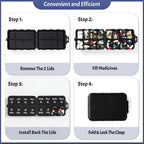 Foldable Portable 7 Day Pill Organizer 2 Times a Day, AM PM Weekly Pill Box