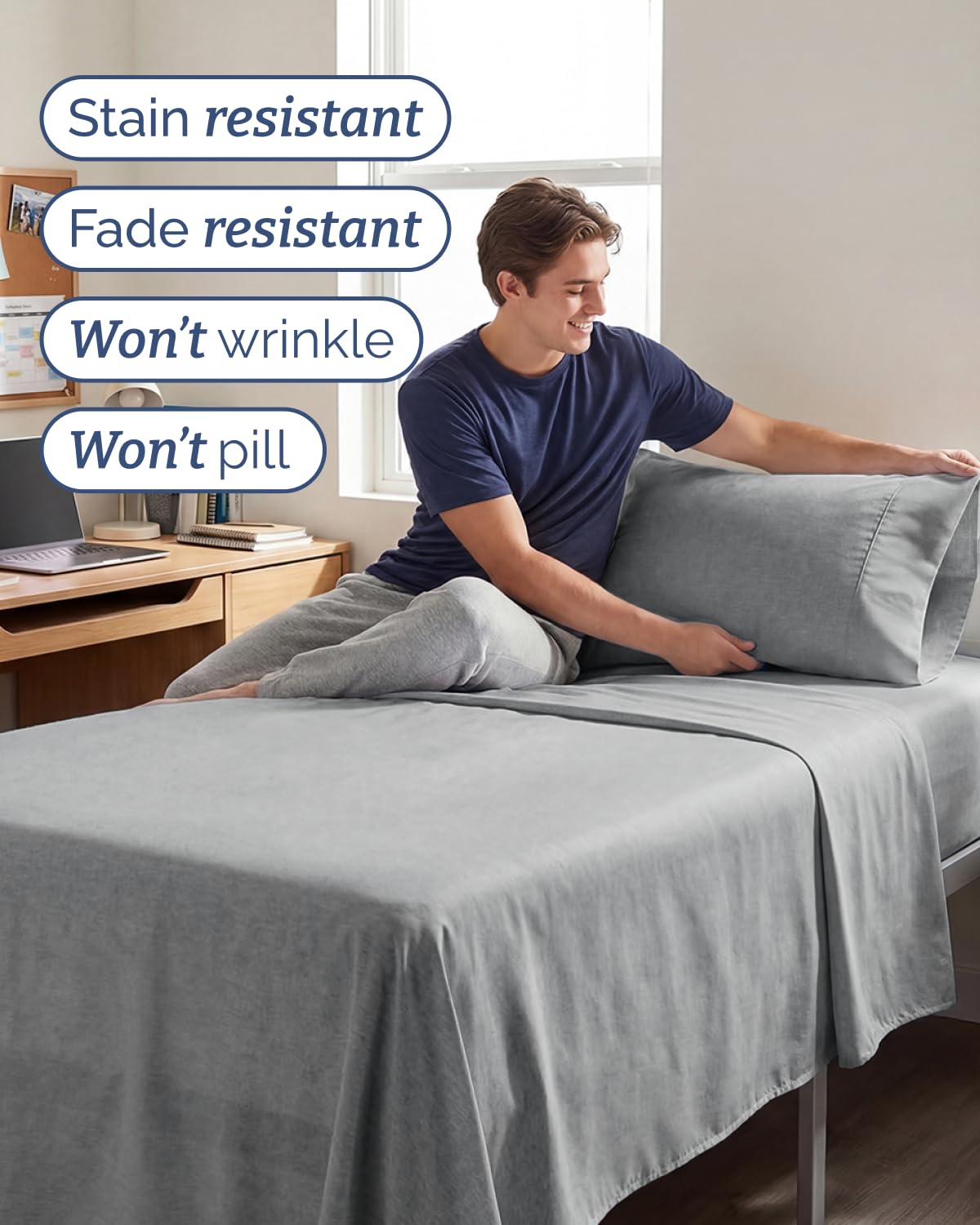 CGK Unlimited 4 Piece Sheet - 40 - Heathered Grey / Twin XL view 4