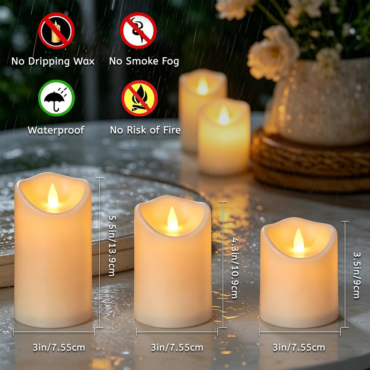 antizer Flameless Candles - Ivory - 3"D x 9 Pack view 3