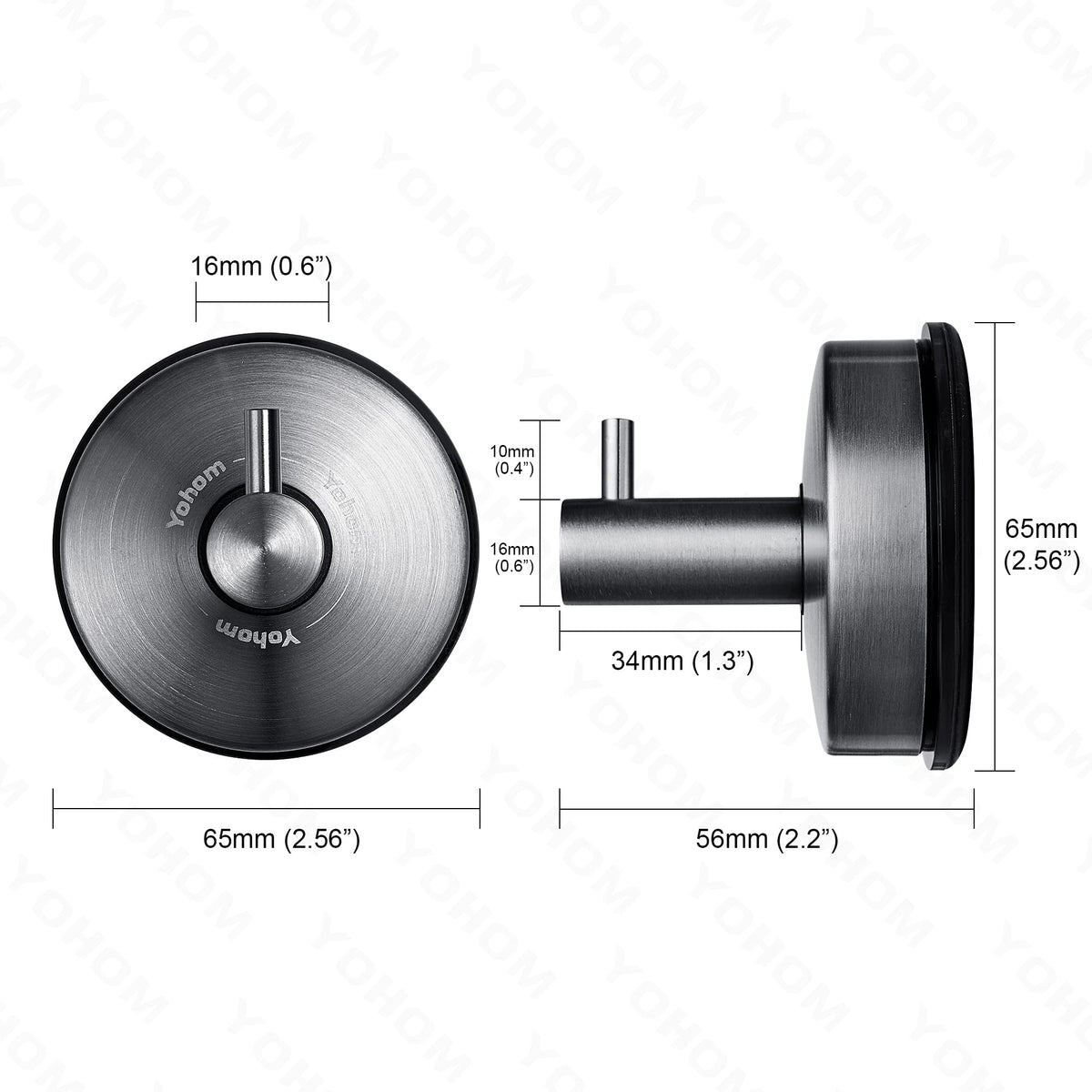 YOHOM Suction Cup Hooks - 2 Black view 5