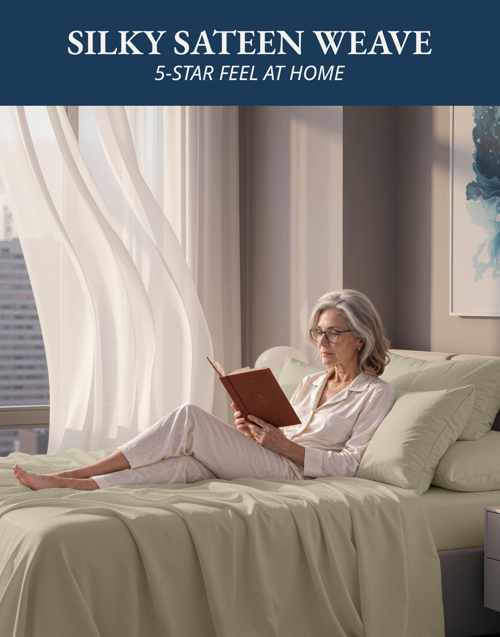 Lane Linen 100% Egyptian Cotton Ultra Soft Sheets - 41: Swiss Dot - Linen view 4
