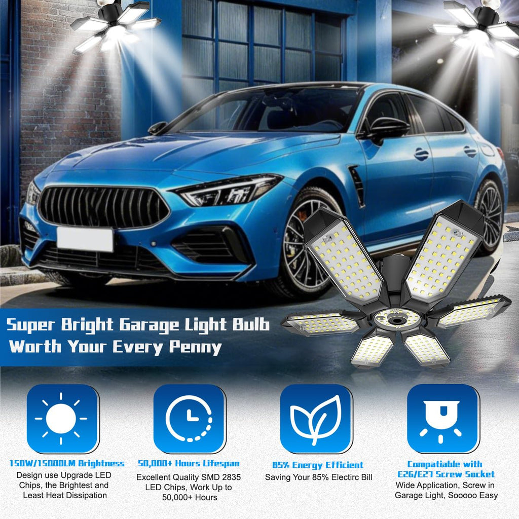 POLARPRA LED Garage Lights - 30000LM Super Brighter Garage Lighting w/ 6 Deformable (additional view 1)