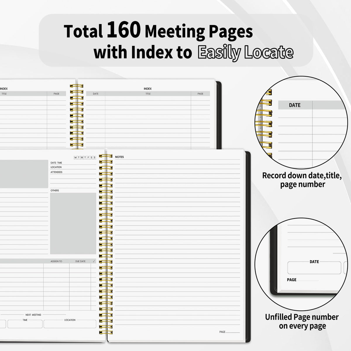 SUNEE Half Meeting Half Note - Professional Notebook for Work