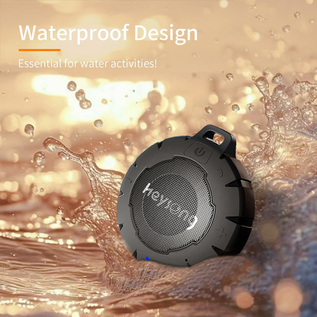HEYSONG Waterproof Shower Bluetooth Speaker - Black Lightless view 2