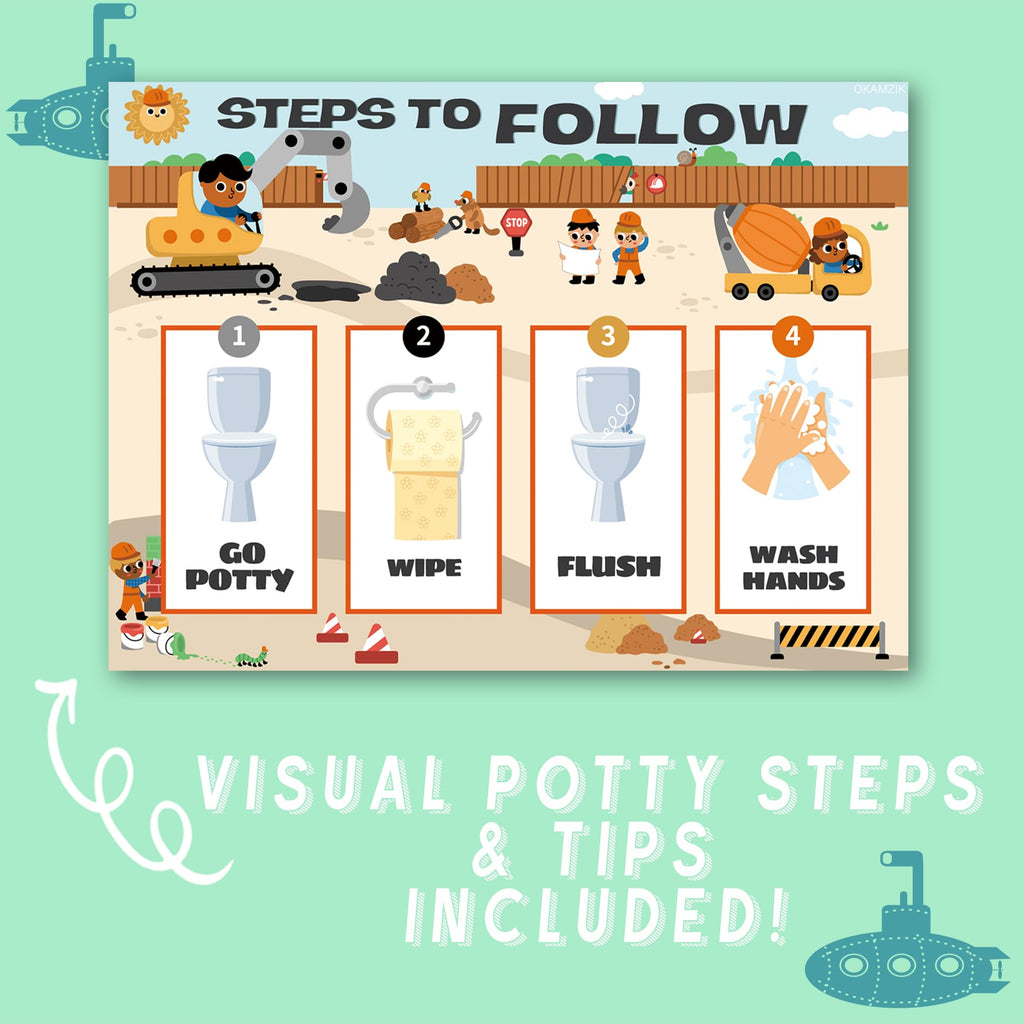 Potty Training Chart for Boys, Construction Theme, 8.3 x 11.2 inches, 10 Pack Chart with (additional view 6)