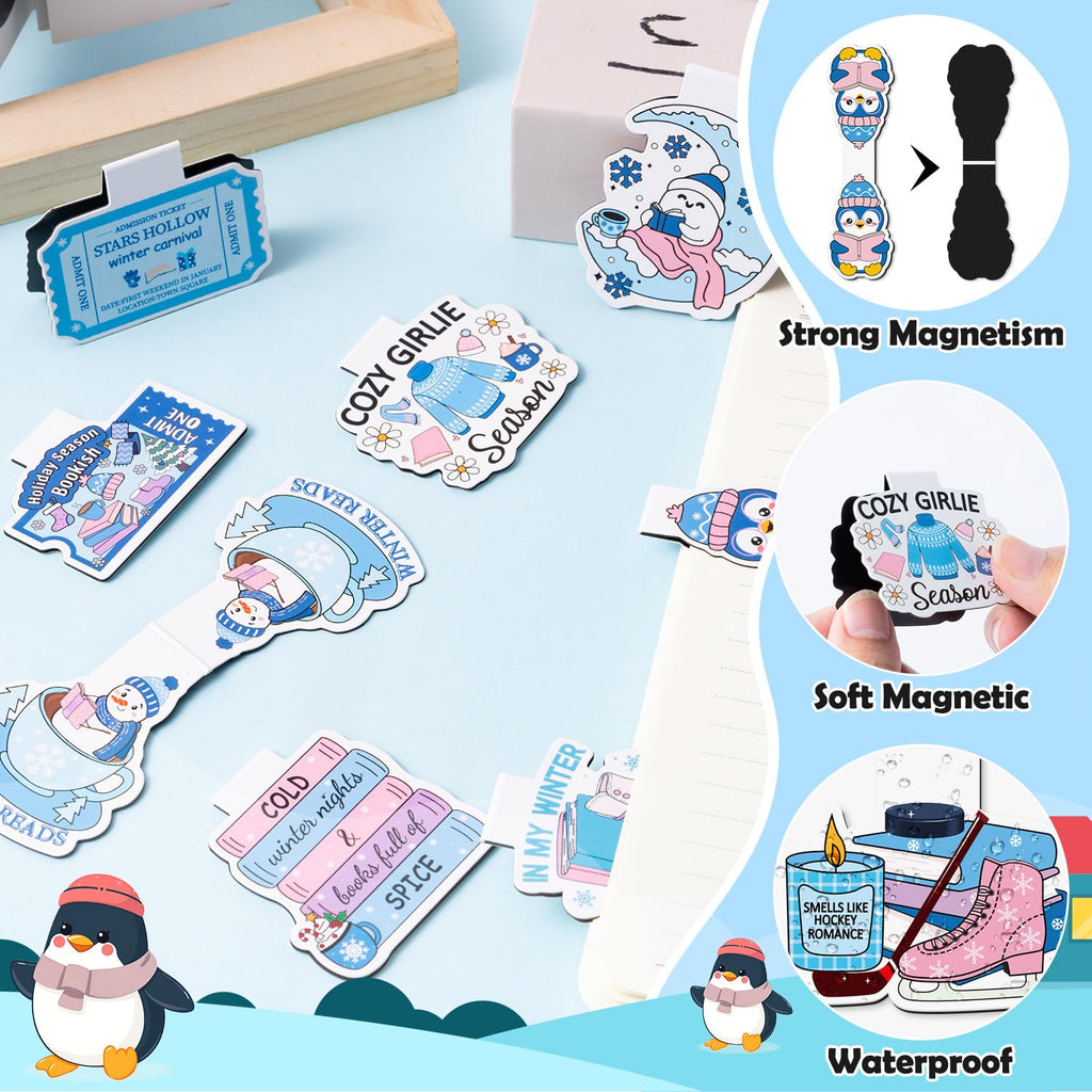 10Pcs Magnetic Bookmarks Book Mark Clips Page Markers for Reading - Cozy Winter view 2