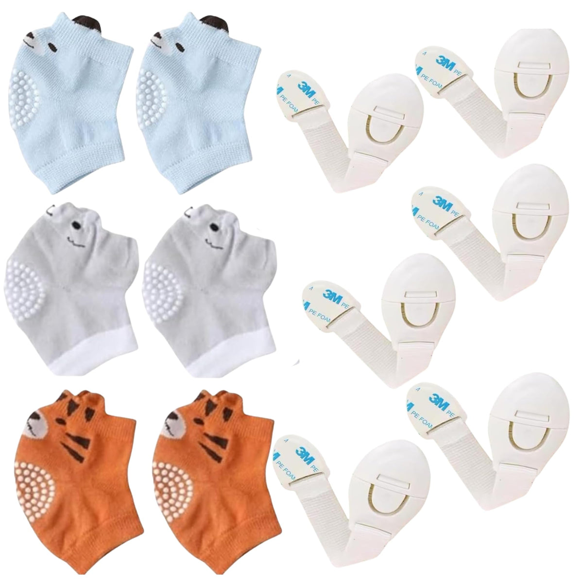Baby Crawling Knee Pads Non-Slip,Infant Head Protection Backpack Anti-Fall, Cabinet Safety Locks - baby