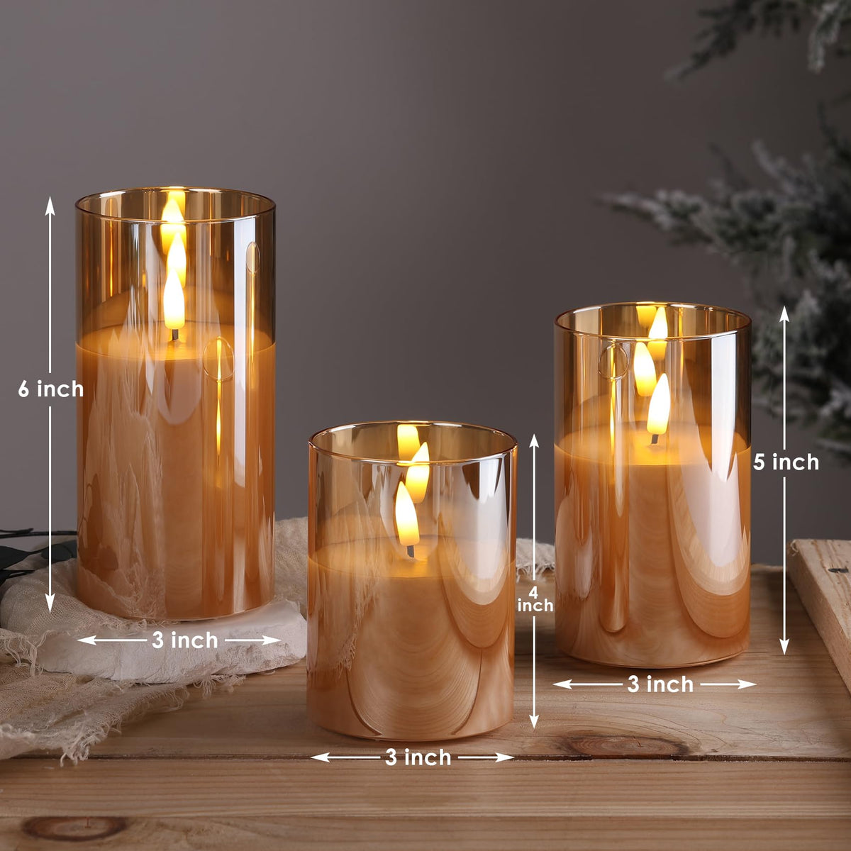 Eywamage Glass Flameless Candles with Remote - Gold view 1