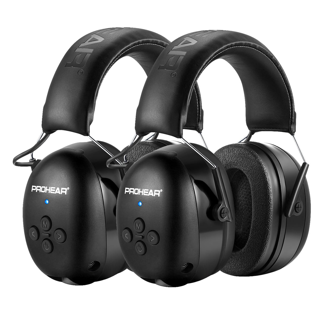 PROHEAR 037 2 Pack Bluetooth 6.0 Hearing Protection Headphones with Rechargeable, 30dB SNR Safety Noise Reduction Ear