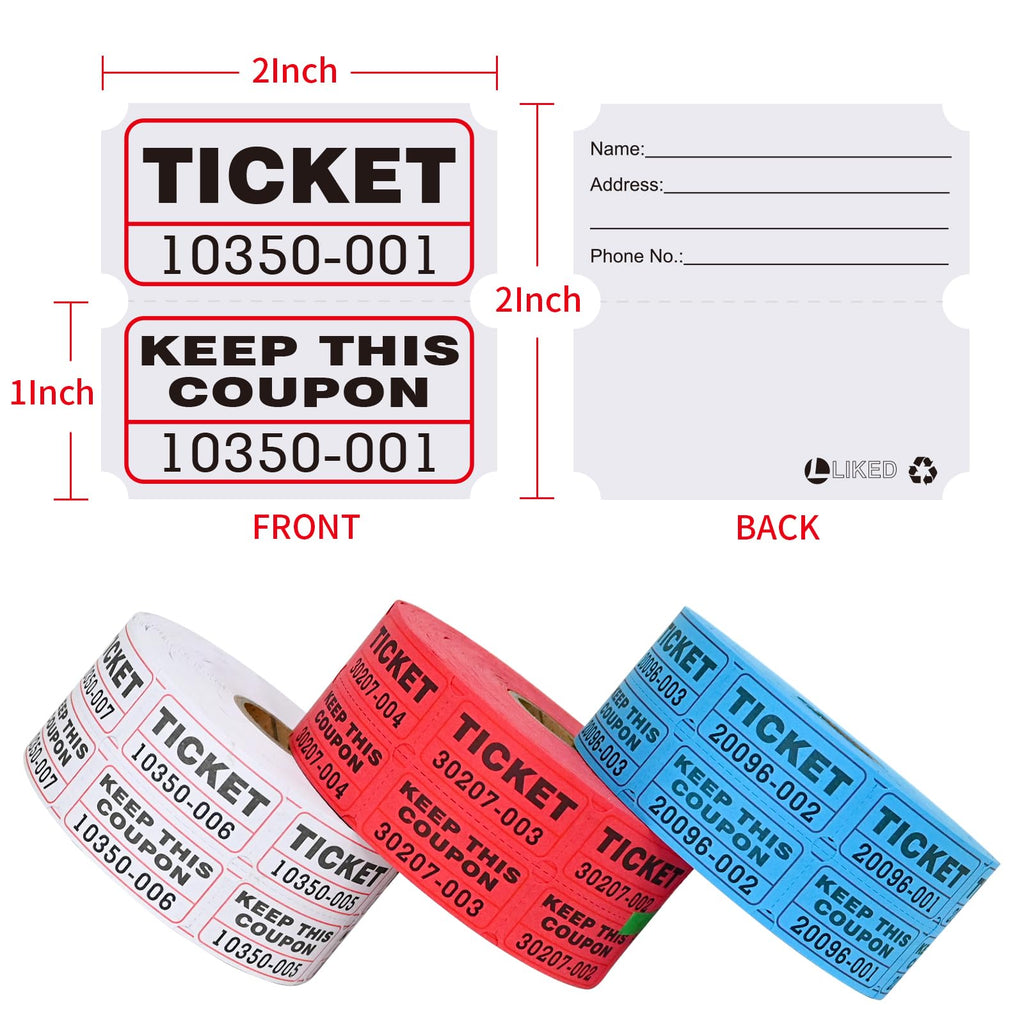 LLIKED Raffle Tickets - 3000-white,blue and Red view 2