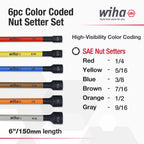 Wiha 70486 Color Coded Magnetic Nut Setter Set, 6 Inch SAE, 6 Piece (additional view 1)