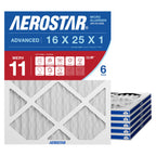 Aerostar Air Filter 16x25x1 MERV 11 AC Filter, HVAC, Furnace Filter, – 6 Pack