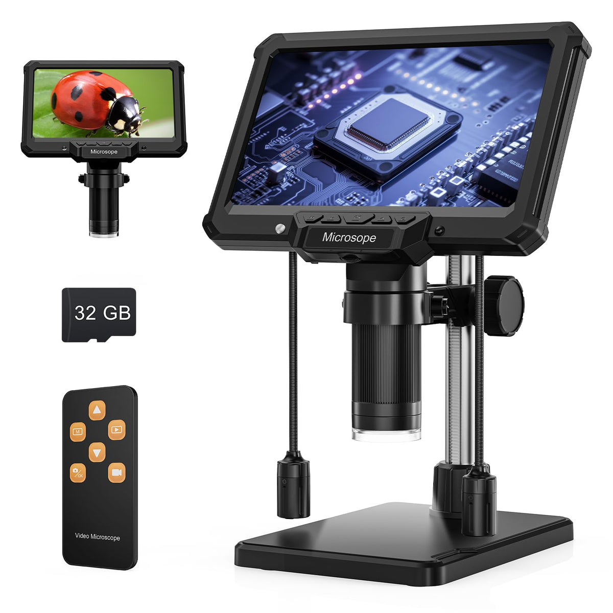 Leanking Digital Microscope for Adults Kids 7inch Screen Coin Magnifier Microscopes for Error Coins PCB, Bugs, STEM