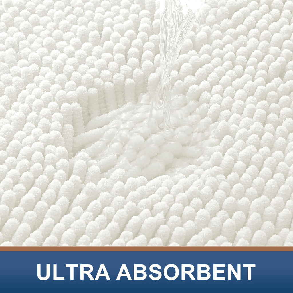 Smiry Bathroom Rugs 44X32, Luxury Chenille Extra Soft Absorbent Bath Mat (YSDD002) (Pack of 2)