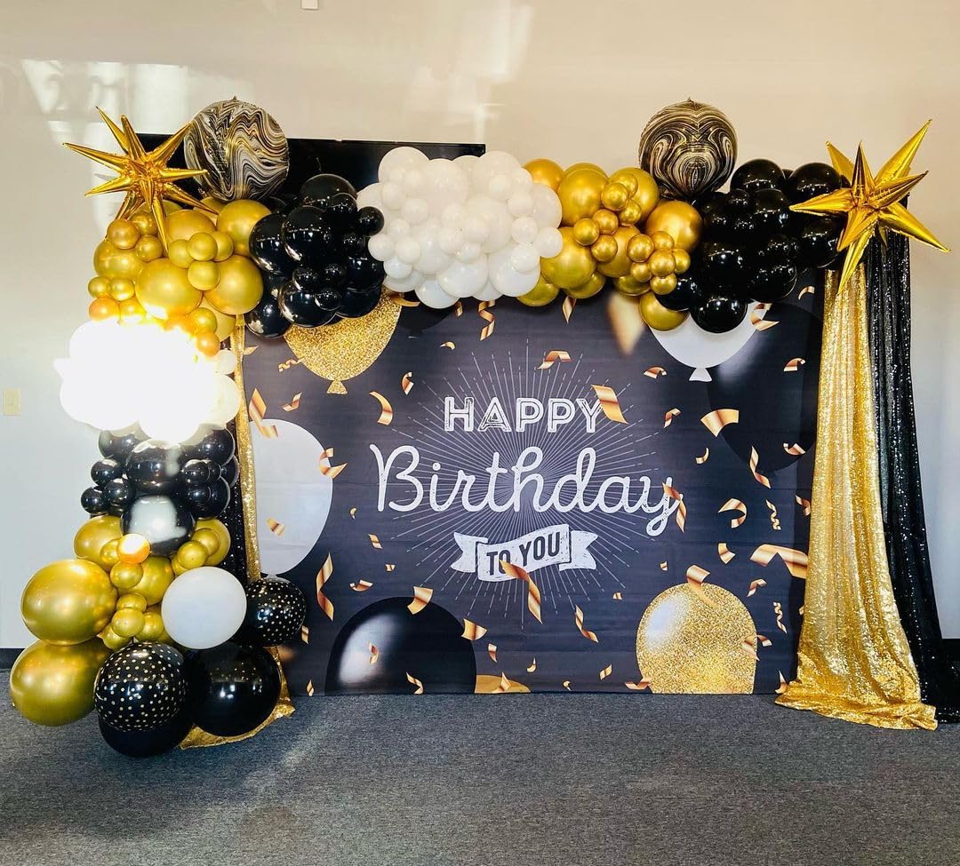 ADOINBY Balloons Arch Kit - Gold and Black White view 5